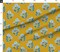 Yellow Floral Blue Block Print Marigold Flowers Hand Drawn Modern Botanical Faux Texture Custom Printed Fabric by Spoonflower Various Fabrics by the Yard or Fat Quarter
